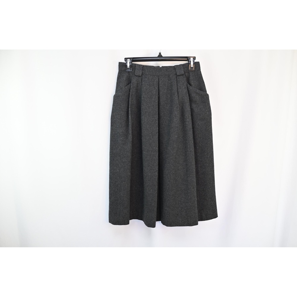Vintage Norton McNaughton Petites Gray Wool Skirt Size 10P Pleated Pockets